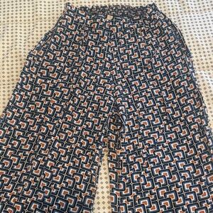 Valija Gitana Black and Orange Geometric Wide Leg Pants